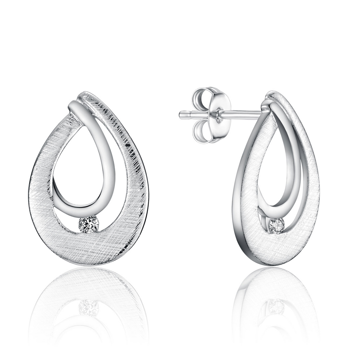 Sterling Silver Round Diamond Stud Earrings