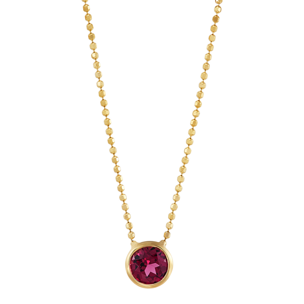 14K Yellow Gold Bezel-Set Rhodolite Garnet Pendant