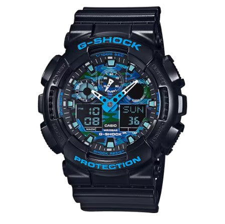 Casio G-Shock Black Analog-Digital Watch with Blue-Green Camo Dial