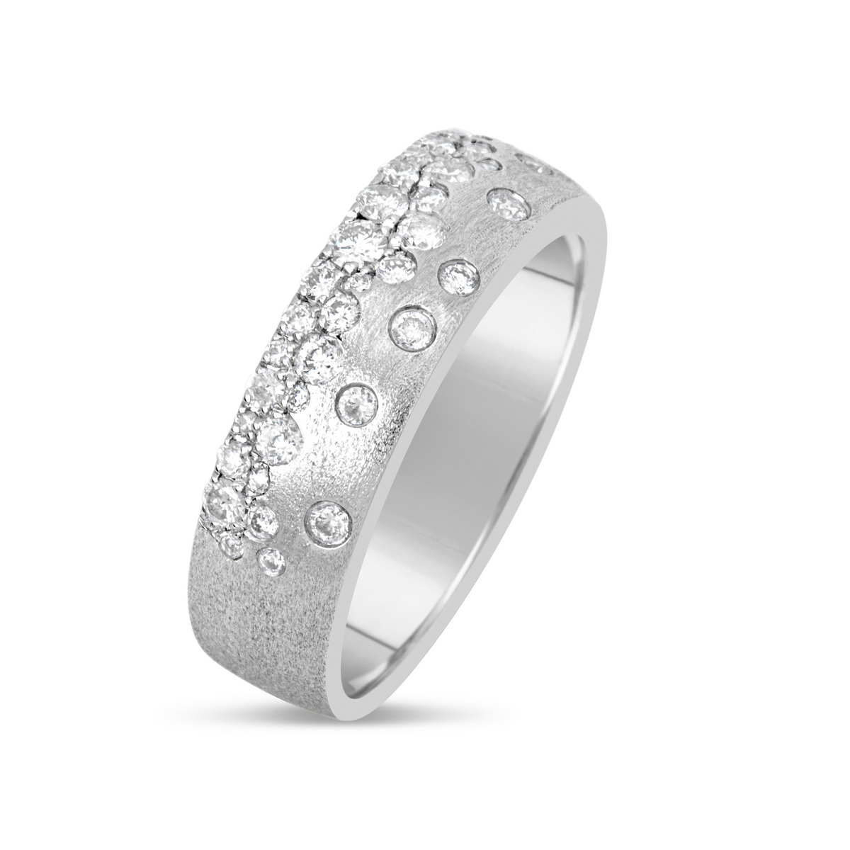 Confetti 14K White Gold Diamond Satin Ring, 5.7mm, 0.44 CTW