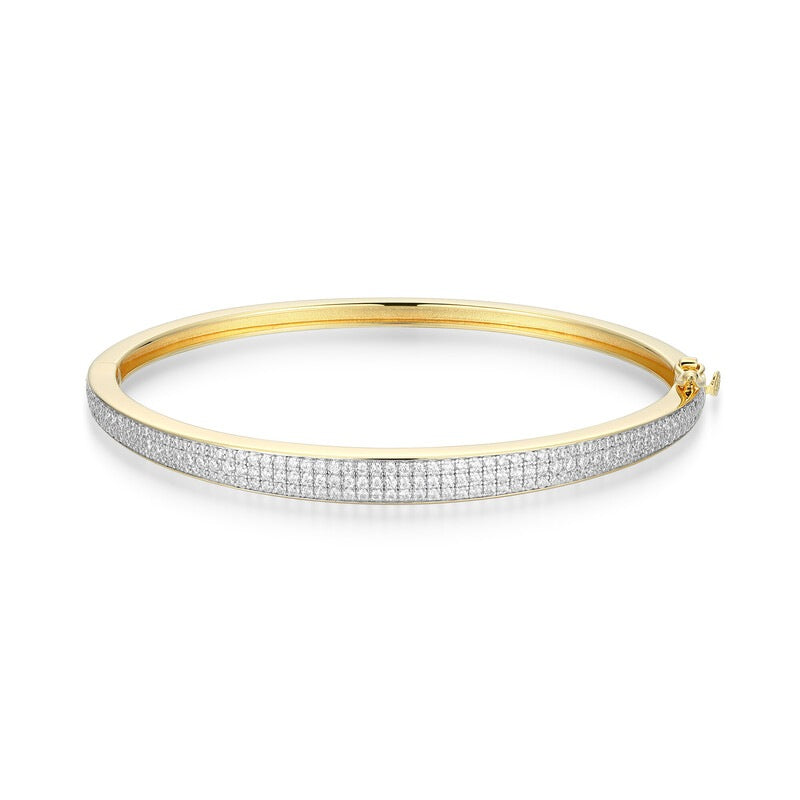 Timeless Tapered Bangle Lab Diamond Bracelet in 14K Yellow Gold-Plated Sterling Silver