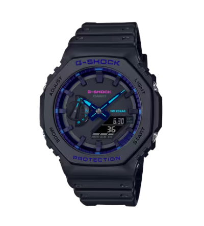 Casio G-Shock Black Analog-Digital Watch with Blue-Violet Accents