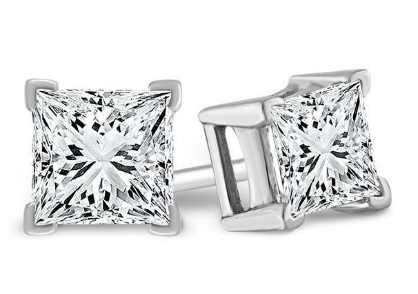 14K White Gold Princess-Cut Lab Grown Diamond Stud Earrings, 0.25 CTW (G VS2-SI1)