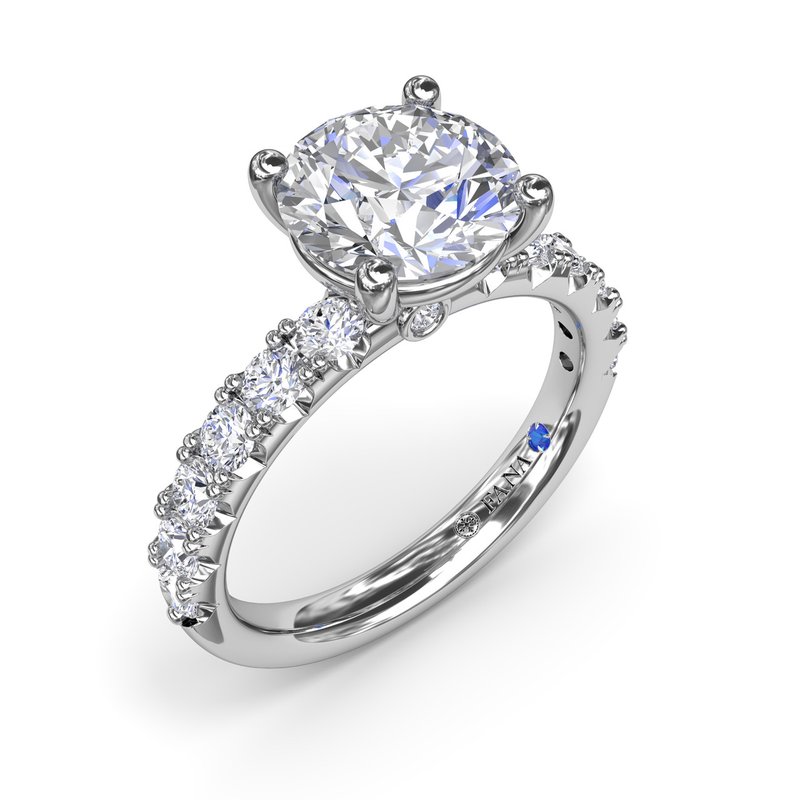 14K White Gold Inline Diamond Semi-Mount Engagement Ring