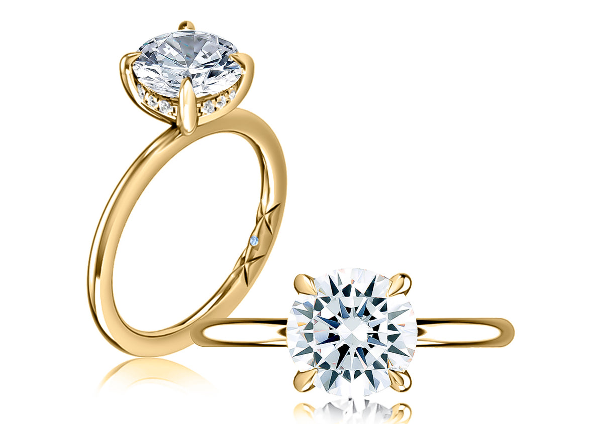 14K Yellow Gold Solitaire Semi-Mount Ring for 1.00ct Round Center