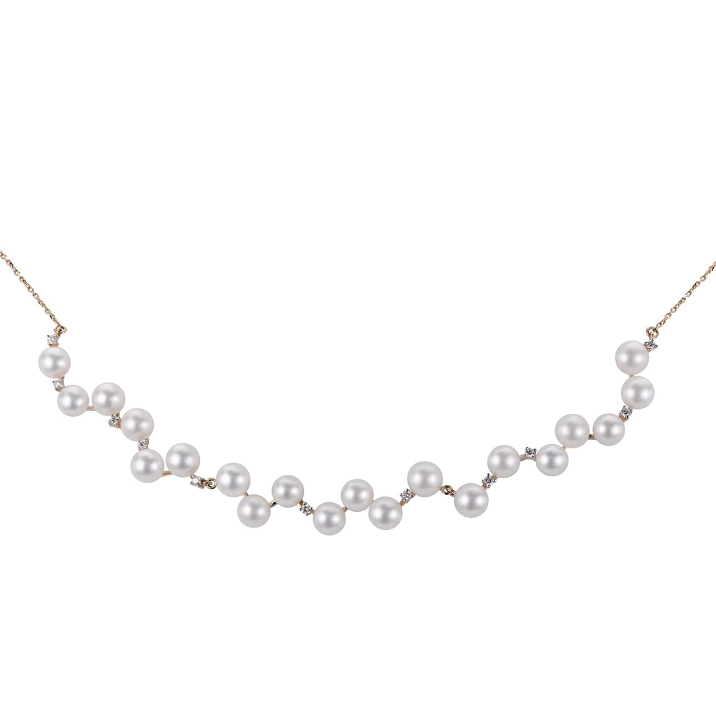 14K Yellow Gold Diamond and Freshwater Pearl Pendant