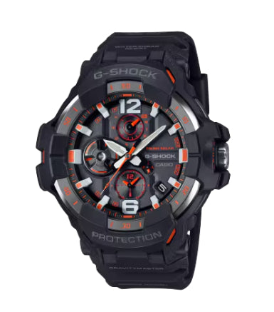 Casio G-Shock Gravitymaster Black Solar Watch with Orange Accents