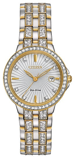 Citizen Eco-Drive Silhouette Crystal Two-Tone Women's Watch with Crystal-Accented Bracelet and Bezel