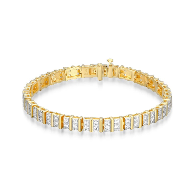 Timeless Channel-Set Lab Diamond Tennis Bracelet in 14K Yellow Gold-Plated Sterling Silver
