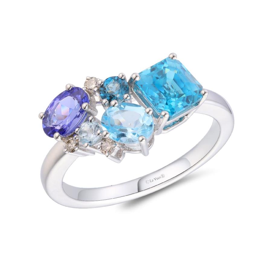 Le Vian 14K Gold Blue Topaz Ring, 0.16 CTW Diamonds