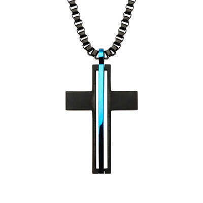 Stainless Steel Thin Blue Line Cross