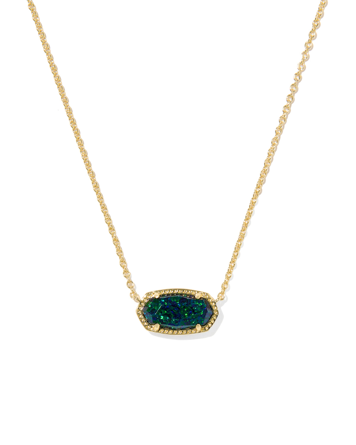 Kendra Scott Elisa Yellow Gold-Plated Night Kyocera Opal Pendant Necklace