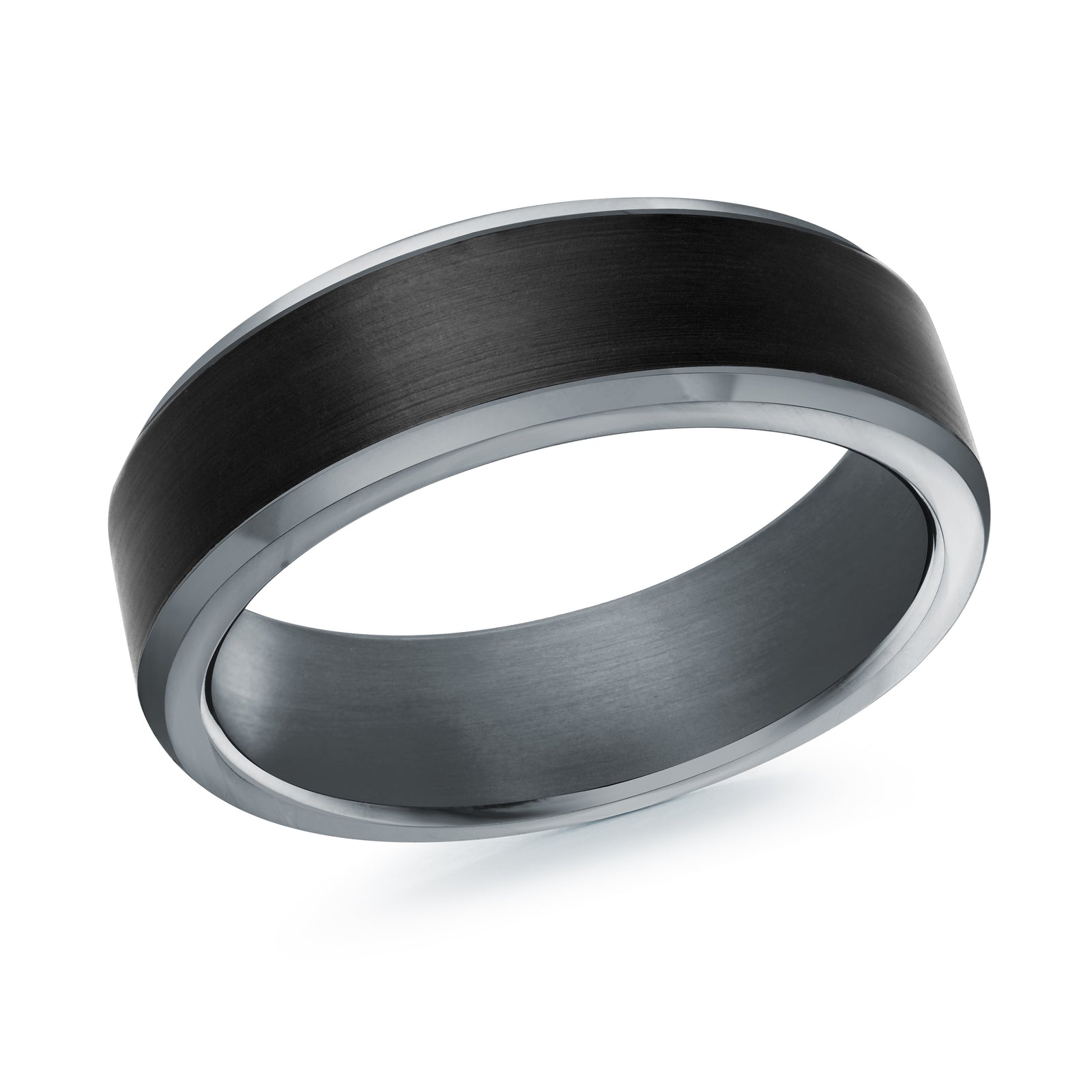 Tantalum Satin Polished Carbon Fiber Gent's Wedding Band