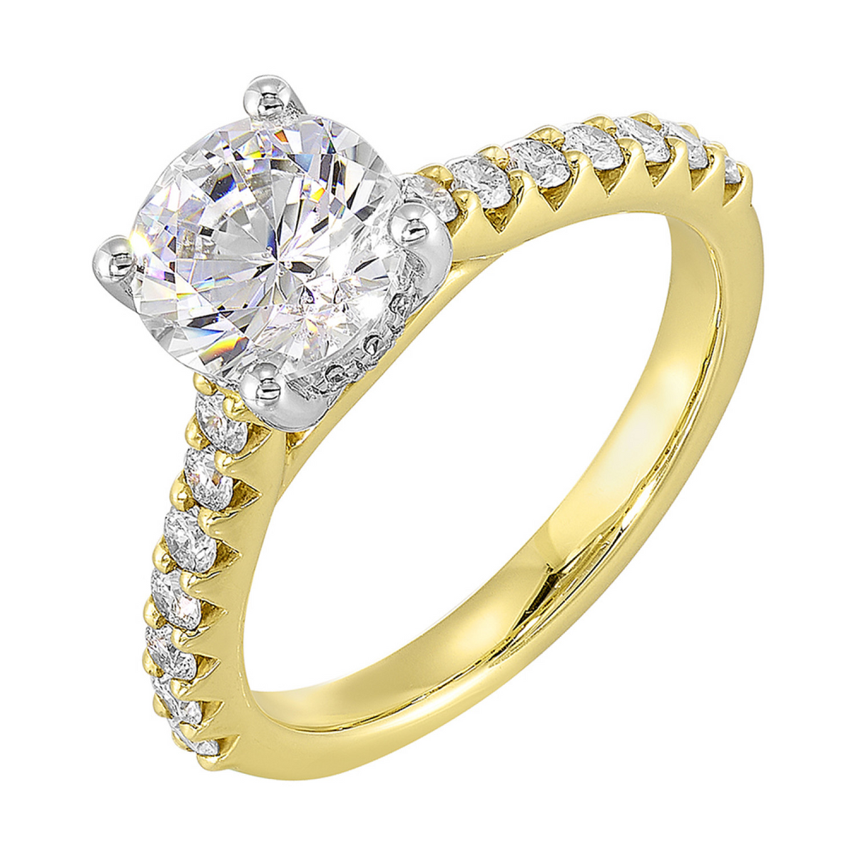 14K Two-Tone Gold Diamond Semi Mount Ring for Round Center, 0.50 CTW Diamonds