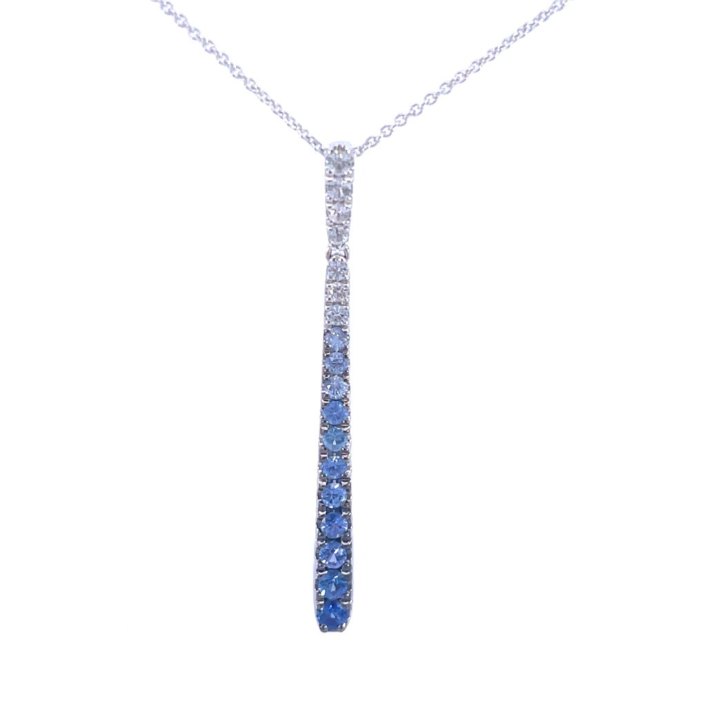 14K White Gold Round Sapphire Cluster Gemstone Pendant
