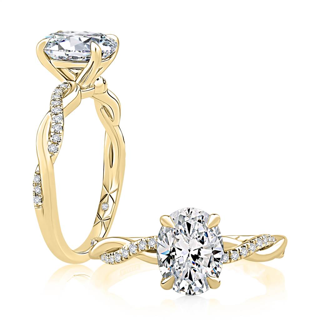 A. Jaffe 14K White Gold Twisted Semi-Mount Ring for Oval Center