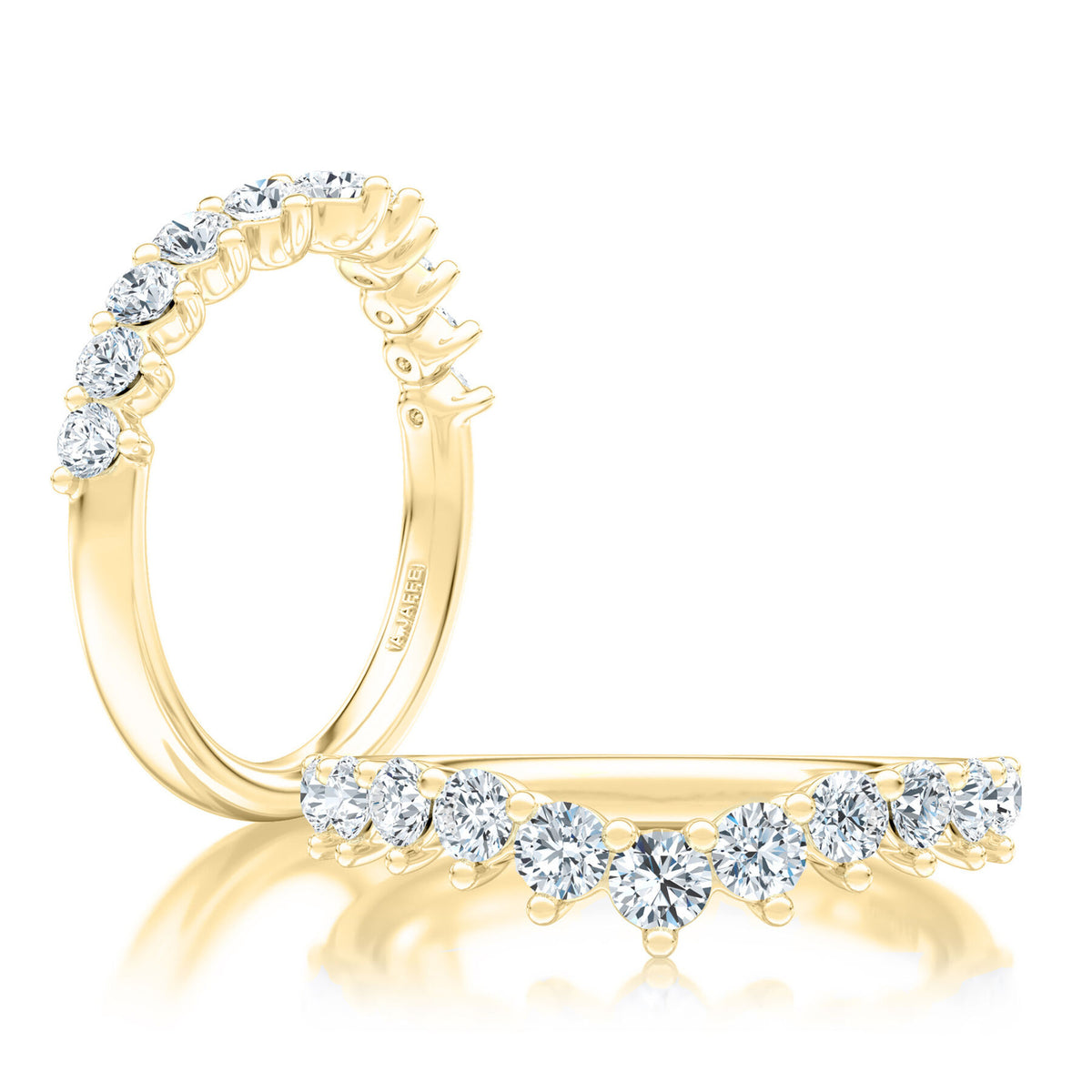 A. Jaffe 14K Yellow Gold Chevron Diamond Wedding Band