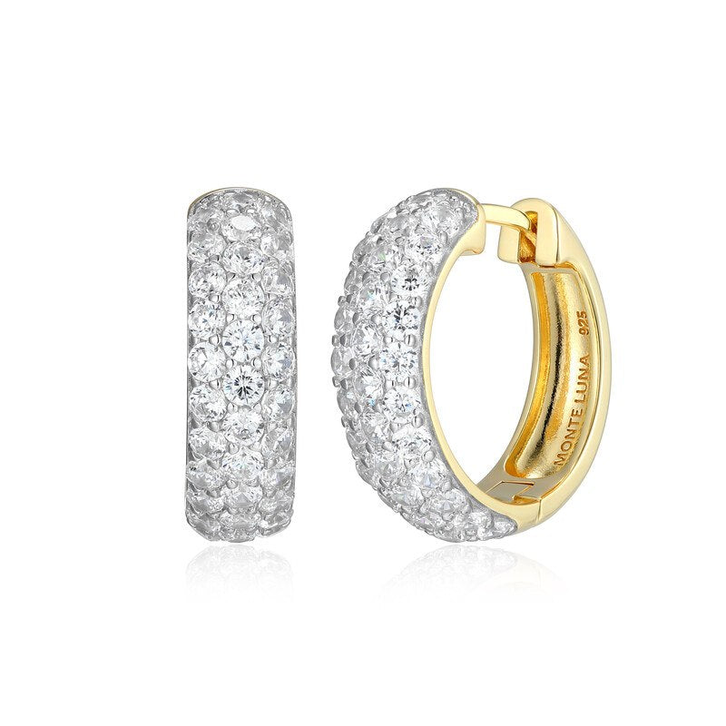 Timeless Pave Huggie Lab Diamond Fashion Earrings in 14K Yellow Gold-Plated Sterling Silver