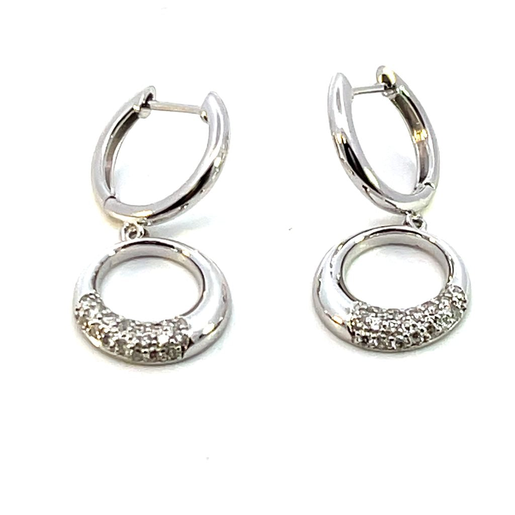 14K White Gold Dangle Diamond Earrings