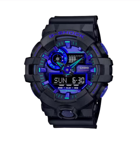 Casio G-Shock Black Analog-Digital Watch with Blue-Violet Dial
