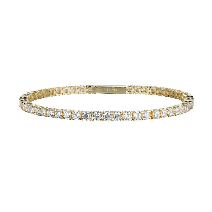 Elle Stardust Yellow Gold-Plated Sterling Silver 3mm Cubic Zirconia Bracelet
