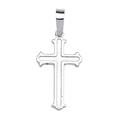 Sterling Silver Debossed Matte Cross Pendant