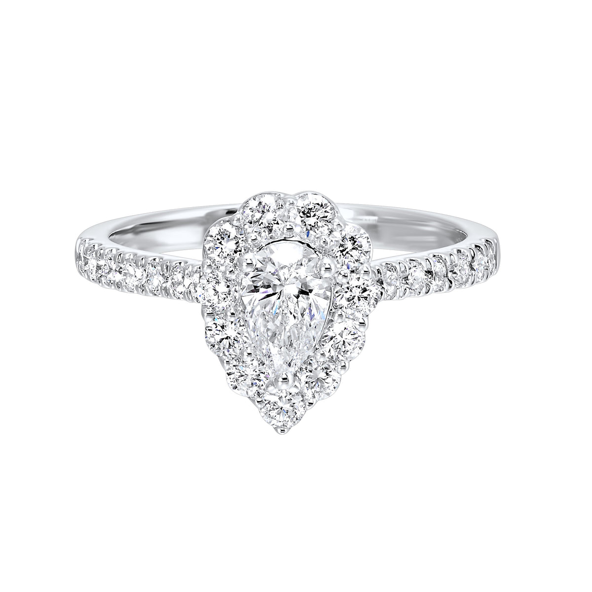14K White Gold Halo 0.41ct Pear Lab-Grown Diamond Engagement Ring