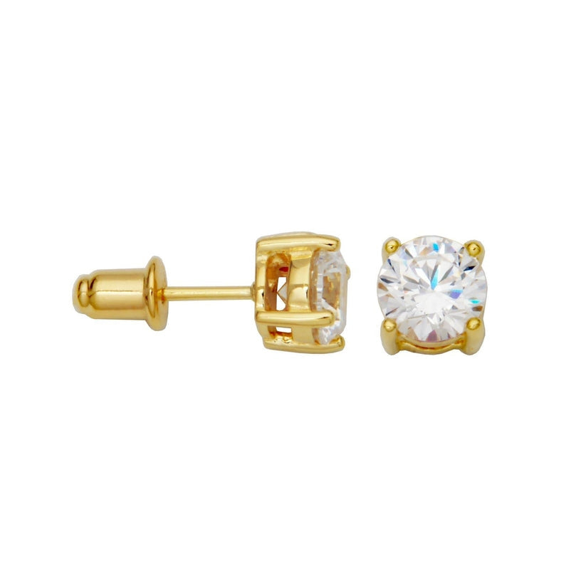 Elle "Glamorous" Yellow Gold-Plated Sterling Silver 6mm Stud Earrings