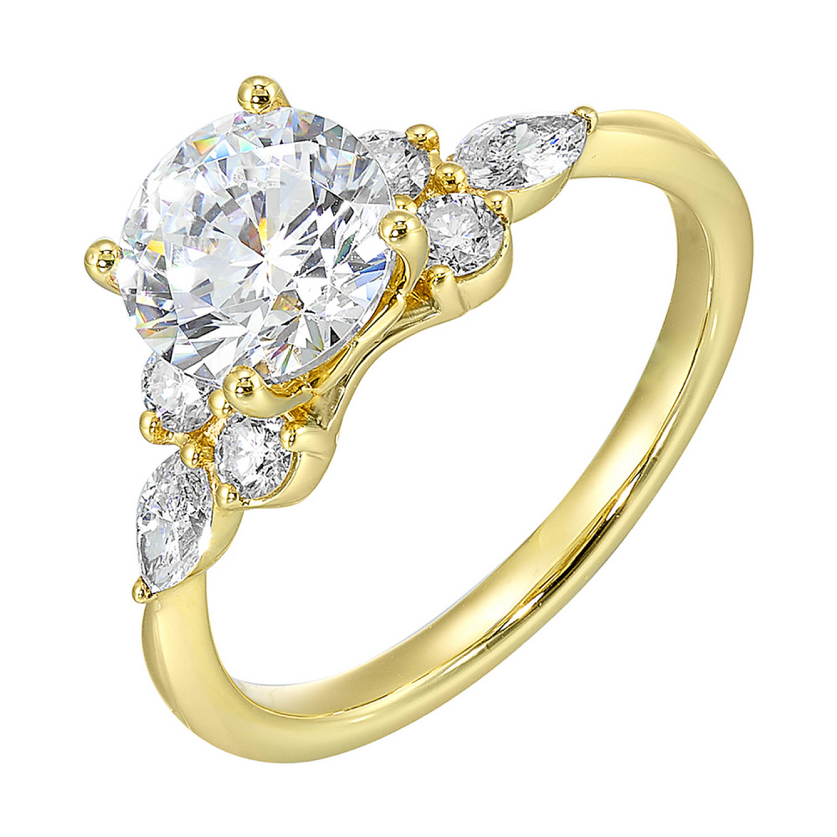 14K Gold Diamond Semi Mount Ring for Round Center, 0.62ctw