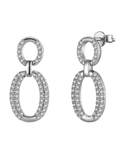 14K White Gold Dangle Diamond Earrings