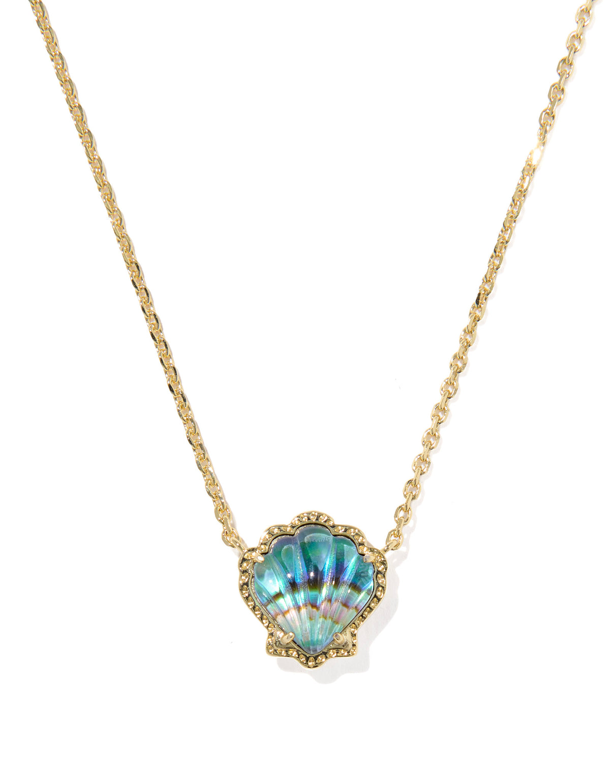 Kendra Scott Brynne Yellow Gold-Plated Shell Pendant Necklace with Abalone