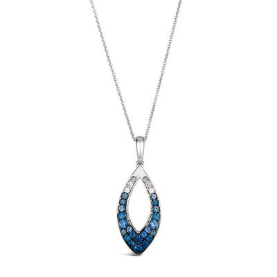 14K White Gold Ombre Blue and White Sapphire Pendant