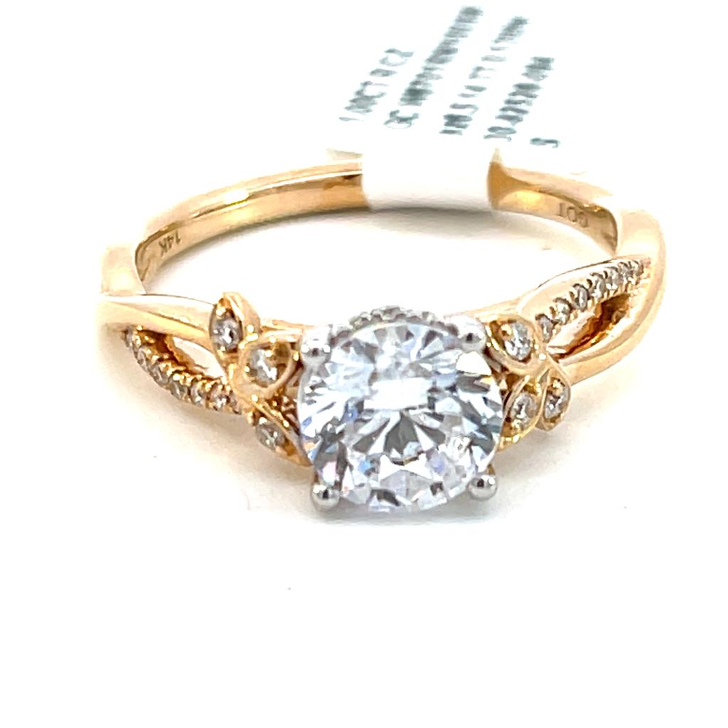 Two-Tone 14K Gold Cathedral Semi-Mount Ring for 1.00ct Round Center