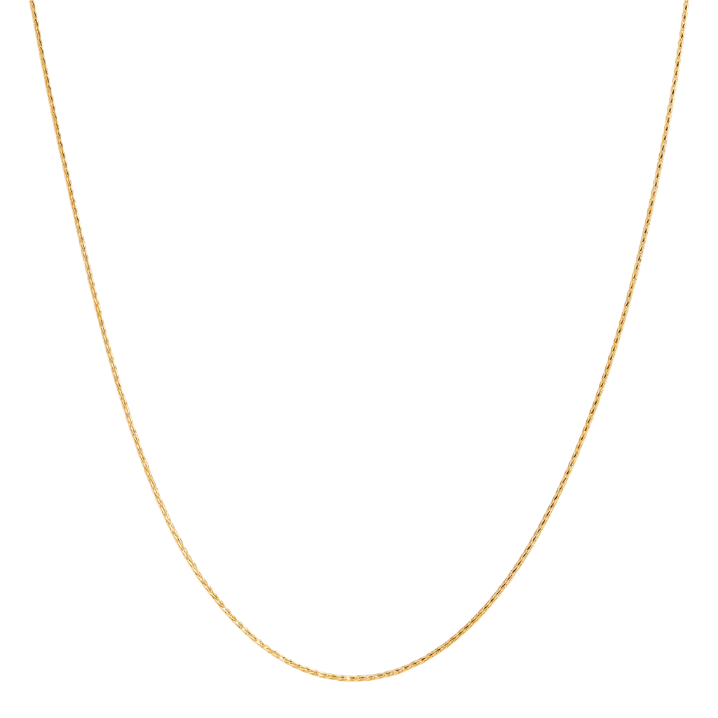14K Yellow Gold 0.75mm Solid Wheat Chain Necklace, 18 Inch