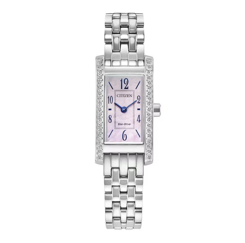 Citizen Eco-Drive Petite Palidoro Stainless Steel Women's Dress Watch with Pink Mother-of-Pearl Dial