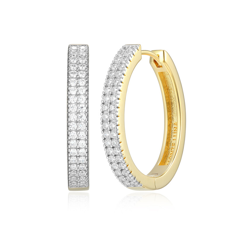Timeless Large Lab Grown Diamond Earrings, 0.75 CTW, 14K Yellow Gold-Plated Sterling Silver
