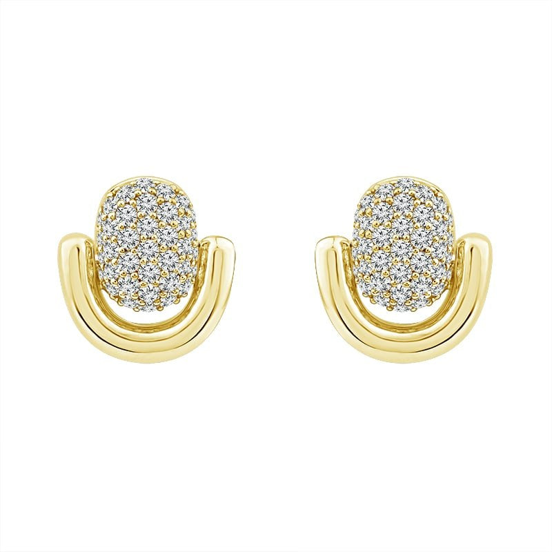 Leya Fashion 10K Yellow Gold Round Diamond Stud Earrings