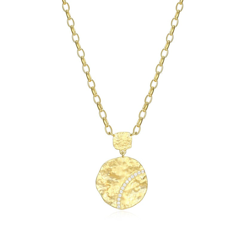 Galaxy Yellow Gold-Plated Sterling Silver CZ Necklace, 17" + 3" Ext