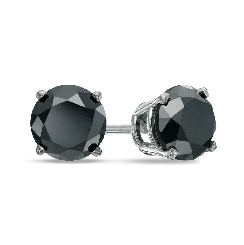 14K White Gold 1.00ctw Black Diamond Stud Earrings