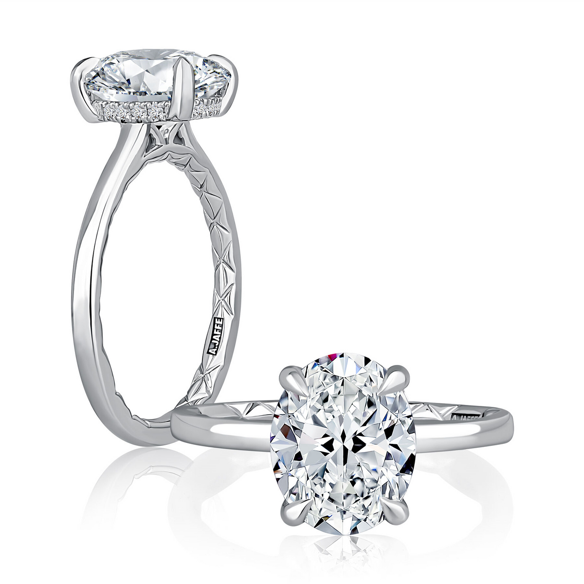 14K White Gold Semi-Mount Ring for 0.50ct Round Center