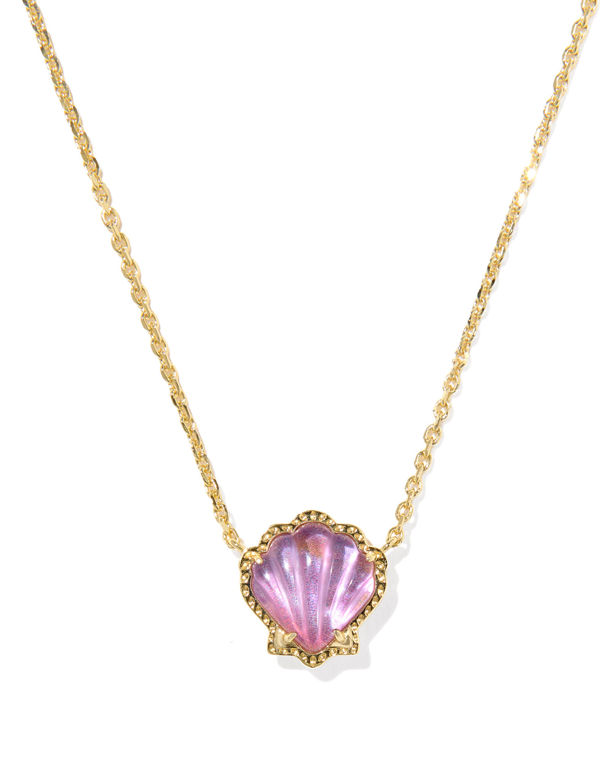 Kendra Scott Brynne Yellow Gold-Plated Shell Pendant Necklace with Purple Iridescent Abalone
