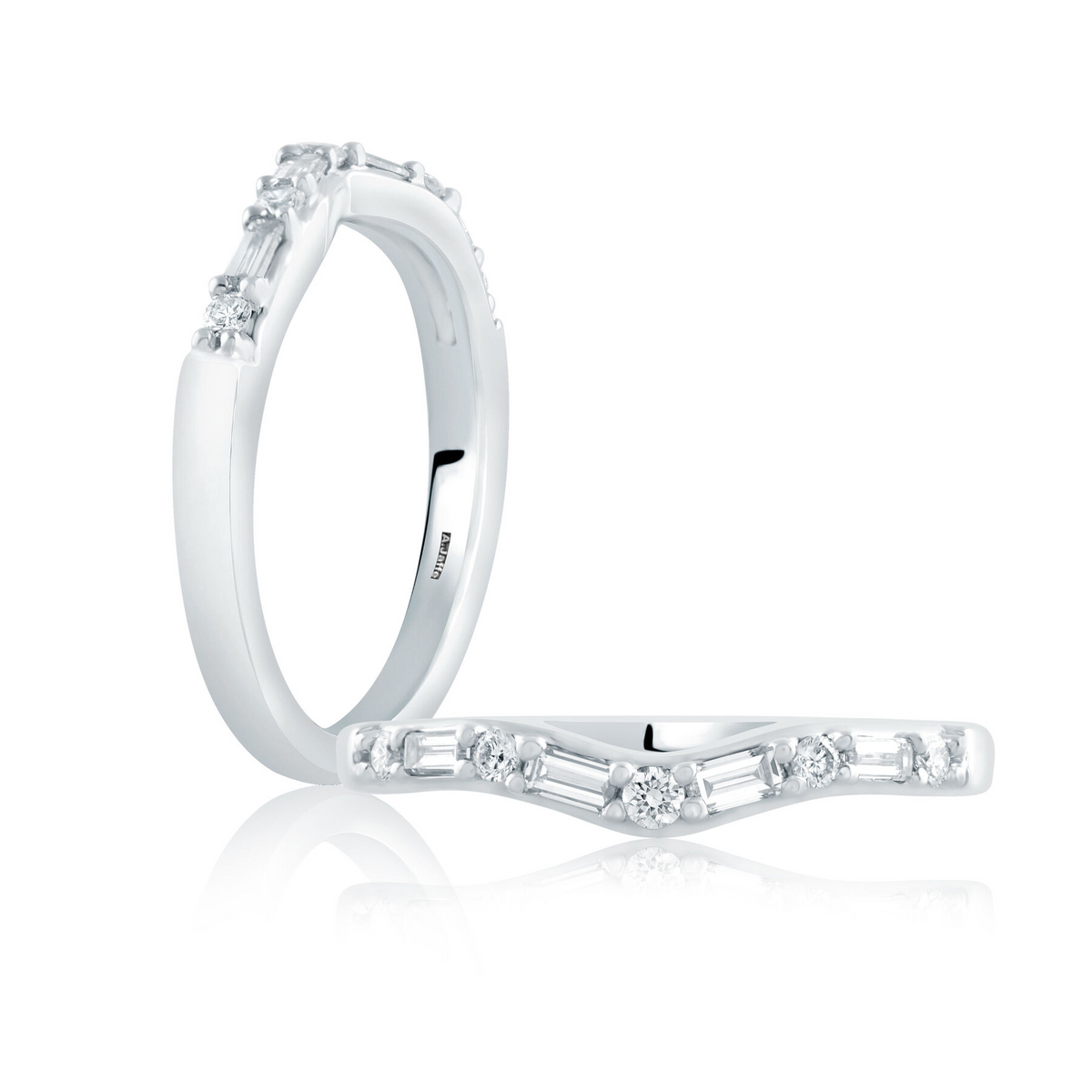 A. Jaffe 14K White Gold Multi-Shape Diamond Wedding Band