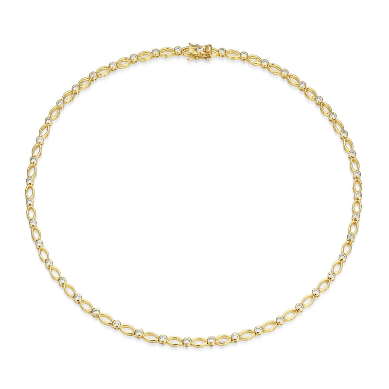 Timeless Marquise Lab Diamond Line Necklace in 14K Yellow Gold-Plated Sterling Silver