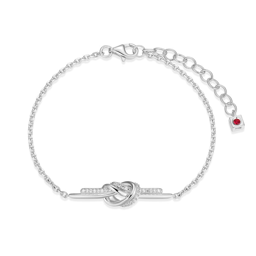 Rhodium-Plated Sterling Silver CZ Bracelet, 6.5"