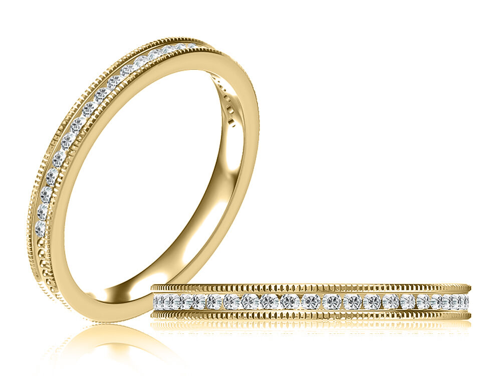 A. Jaffe 14K Yellow Gold Round Diamond Wedding Band