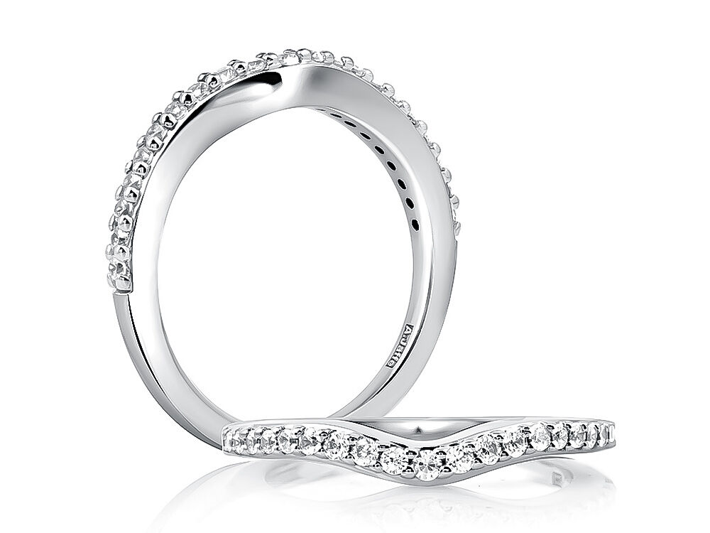 A. Jaffe 14K White Gold Curved Diamond Wedding Band