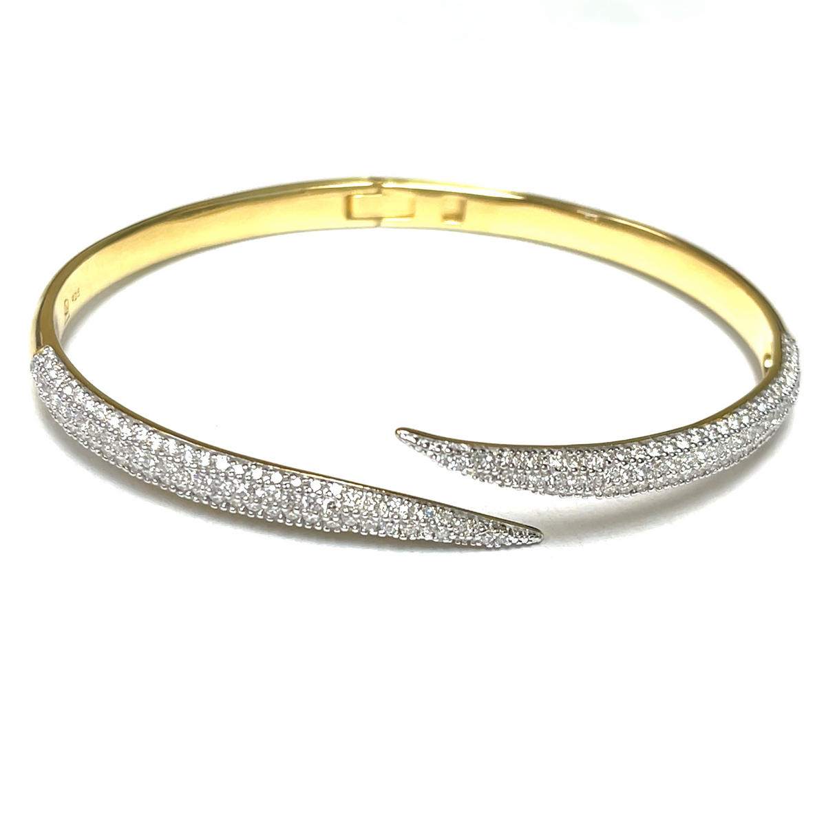 Wave Lab-Created Diamond Fashion Bangle Bracelet in 14K Yellow Gold-Plated Sterling Silver
