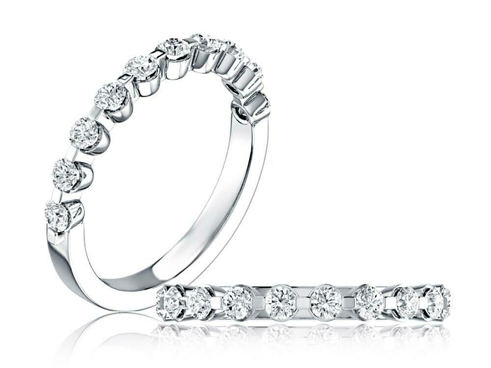 A. Jaffe 14K White Gold Round Diamond Wedding Band