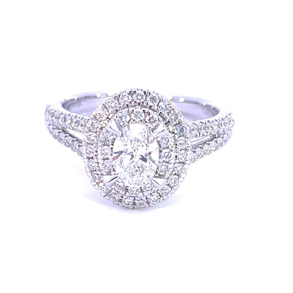 14K White Gold Halo 0.51ct Oval Lab-Grown Diamond Engagement Ring