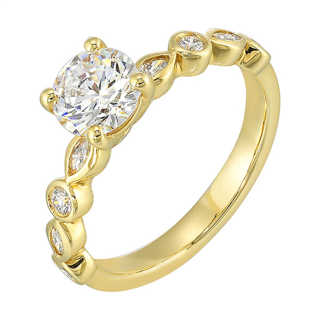 14K Gold Diamond Semi Mount Ring for Round Center, 0.25 CTW Diamonds